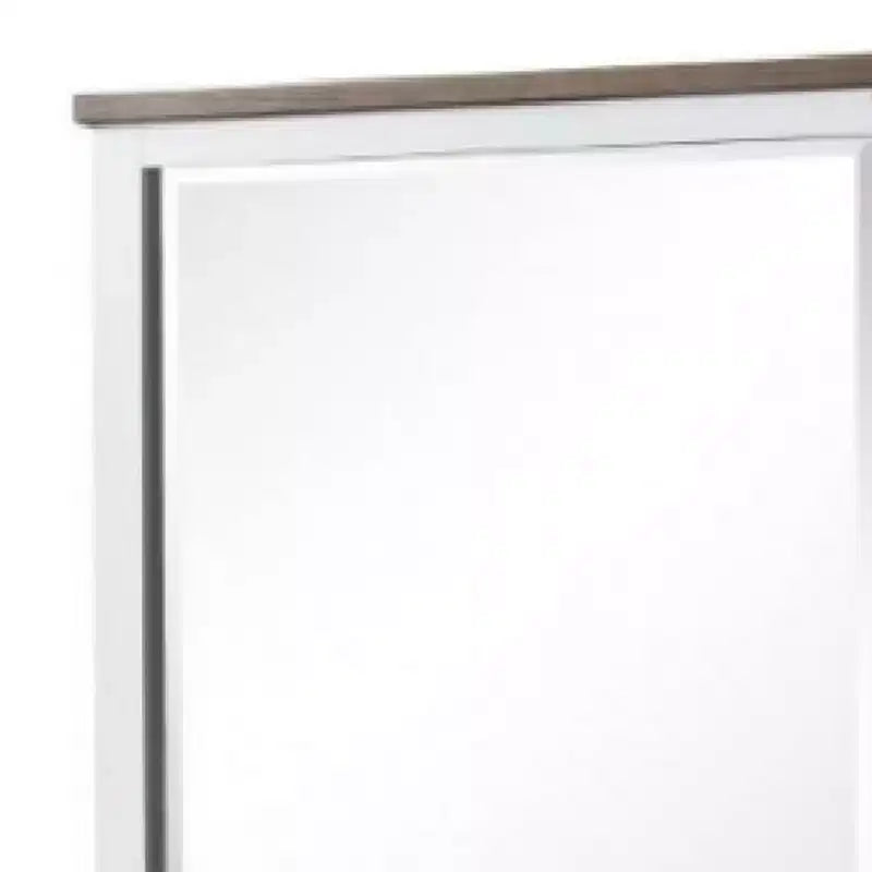 Miroir de commode Royal Hampton, cadre en pin blanc, plateau marron foncé, 91 cm