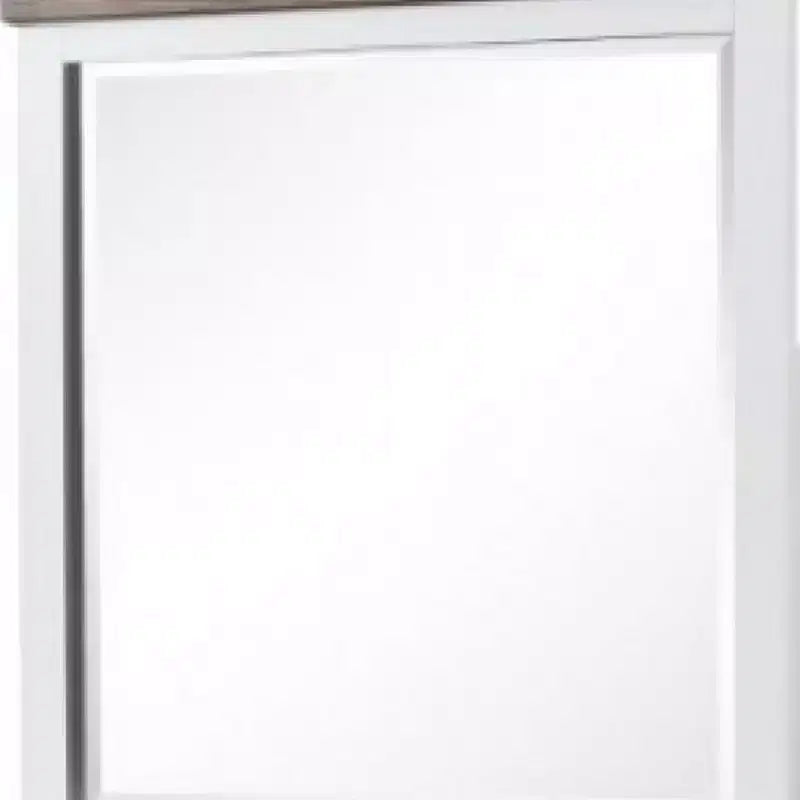 Miroir de commode Royal Hampton, cadre en pin blanc, plateau marron foncé, 91 cm