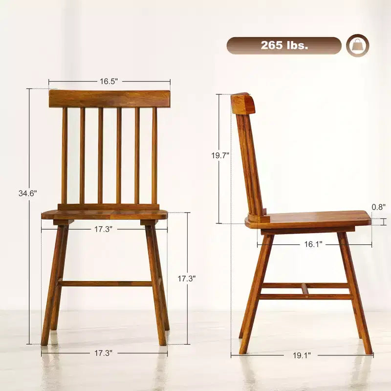 Chaises de salle à manger lot de 2/4, chaises de cuisine en bois style ferme avec cadre en bois d'hévéa, dossier à fuseaux pour salle à manger