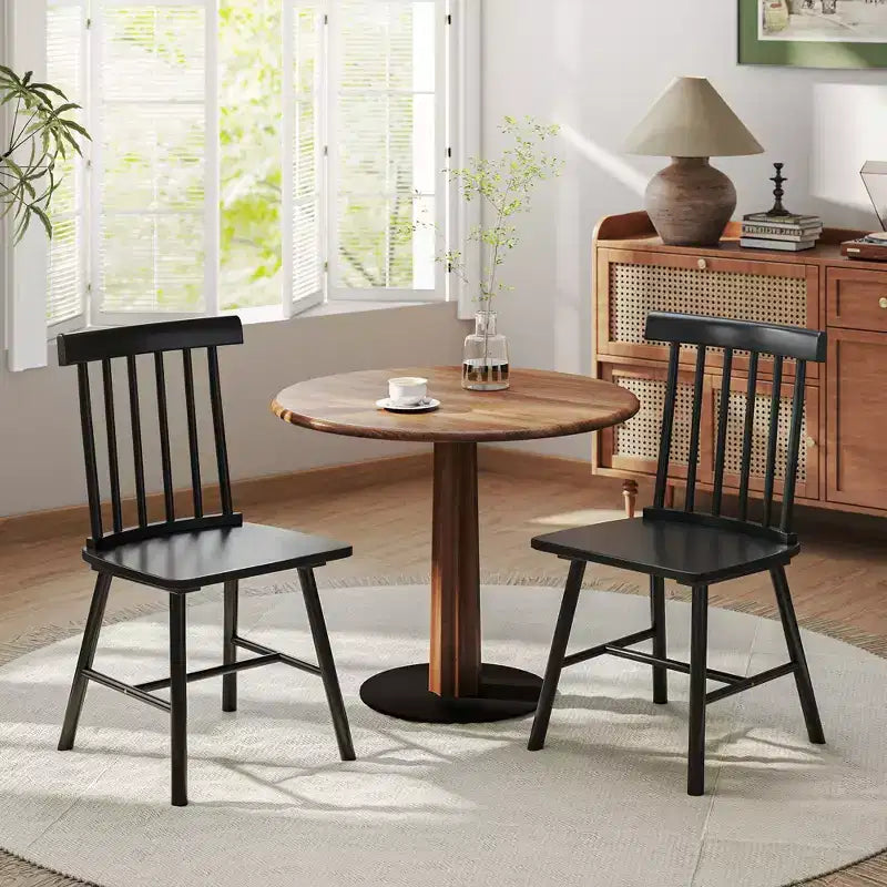 Chaises de salle à manger lot de 2/4, chaises de cuisine en bois style ferme avec cadre en bois d'hévéa, dossier à fuseaux pour salle à manger