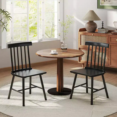 Chaises de salle à manger lot de 2/4, chaises de cuisine en bois style ferme avec cadre en bois d'hévéa, dossier à fuseaux pour salle à manger