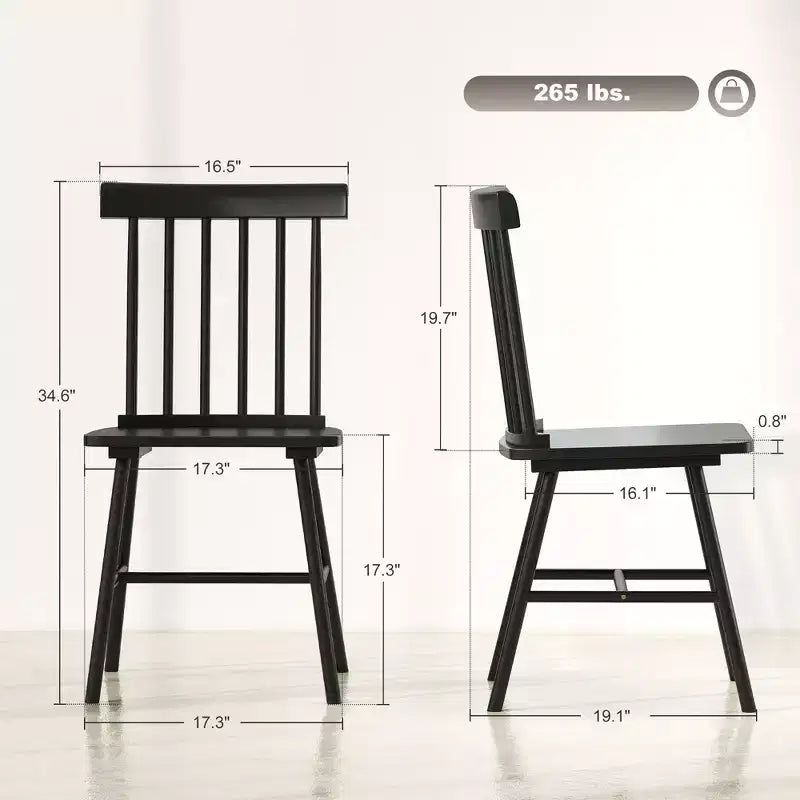 Chaises de salle à manger lot de 2/4, chaises de cuisine en bois style ferme avec cadre en bois d'hévéa, dossier à fuseaux pour salle à manger