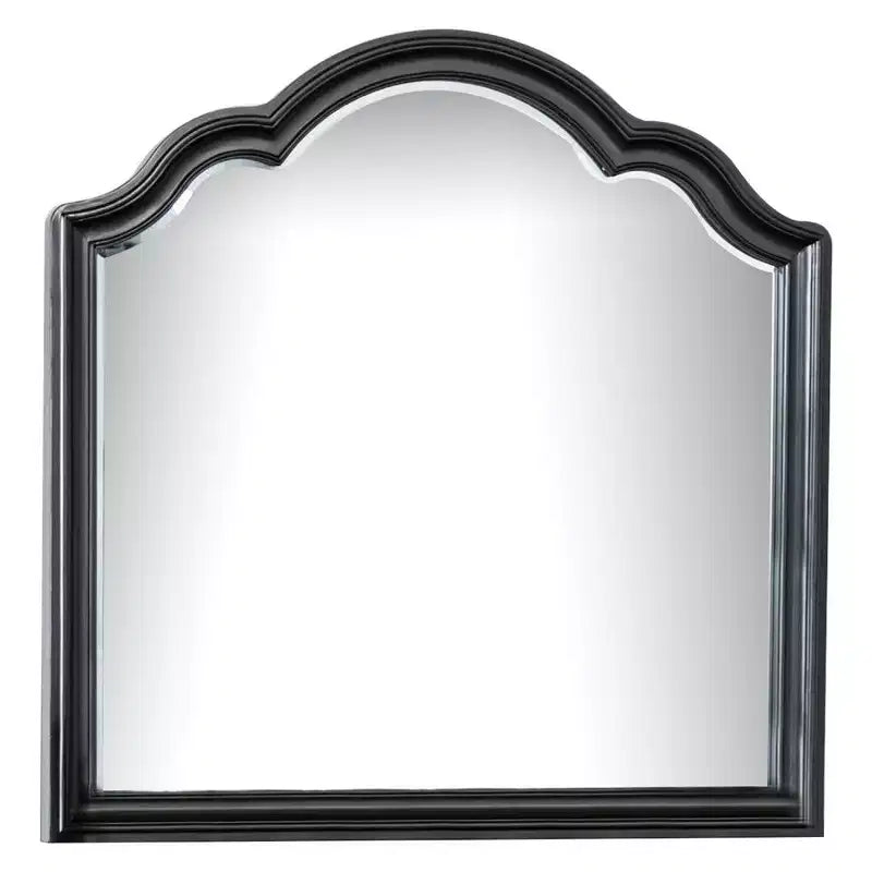 Miroir de commode Royal Hampton, verre biseauté, cadre en bois massif noir, 41x42