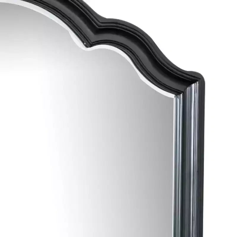 Miroir de commode Royal Hampton, verre biseauté, cadre en bois massif noir, 41x42