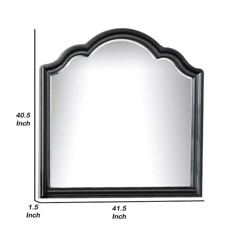 Miroir de commode Royal Hampton, verre biseauté, cadre en bois massif noir, 41x42