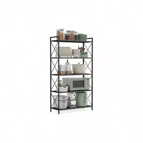 5 - Tier Metal Storage Rack, X Side Frames, Dense Mesh, 12.6x 31.5x 57.3 Inches, Entryway Kitchen Living Room Bathroom