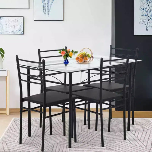 BestMassage Ensemble de salle à manger 5 pièces Moderne Peu Encombrant Table de cuisine avec 4 chaises et plateau de table Parfait pour les petits appartements et cuisines