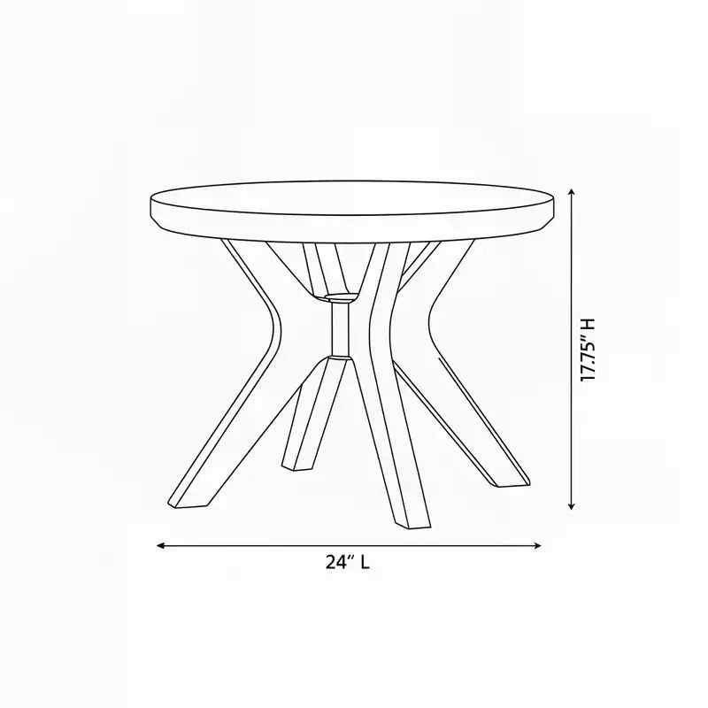 Table d'appoint ronde avec pieds croisés (24 po x 24 po / 610 mm x 610 mm)