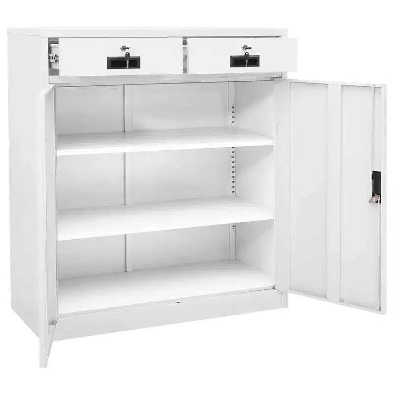 vidaXL Classeur Armoire de rangement en métal avec étagères pour la maison et le bureau Acier - Blanc sans jardinière