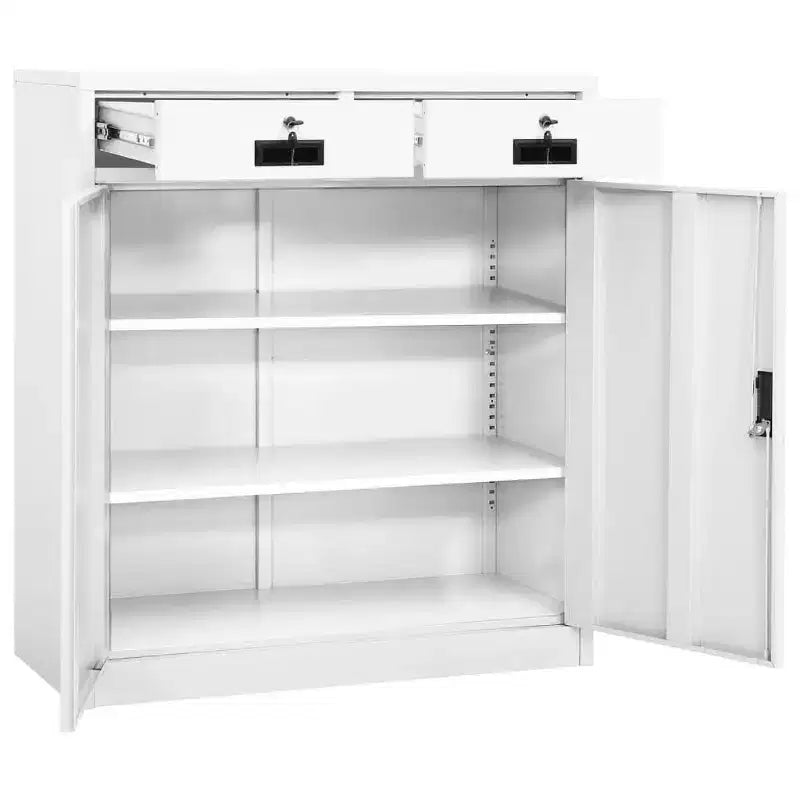 vidaXL Classeur Armoire de rangement en métal avec étagères pour la maison et le bureau Acier - Blanc sans jardinière