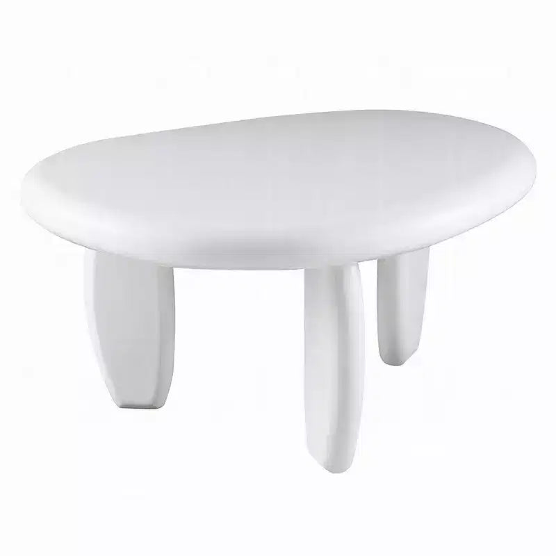 Table d'appoint Royal Hampton, asymétrique 30 pouces, pieds tripodes galet, blanc laqué