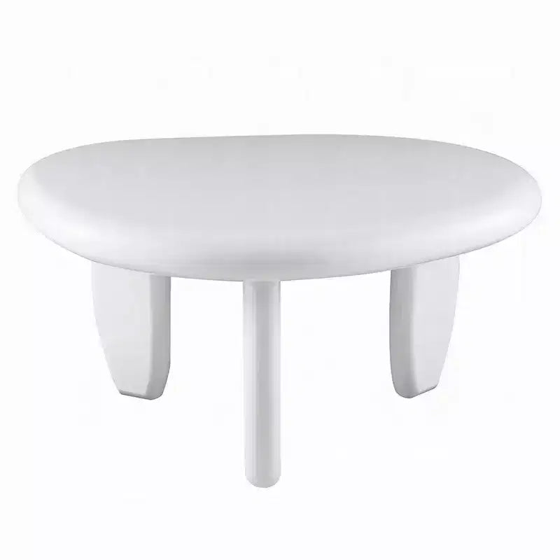 Table d'appoint Royal Hampton, asymétrique 30 pouces, pieds tripodes galet, blanc laqué