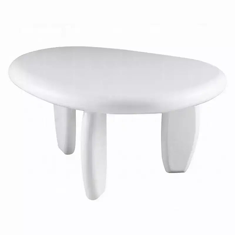Table d'appoint Royal Hampton, asymétrique 30 pouces, pieds tripodes galet, blanc laqué