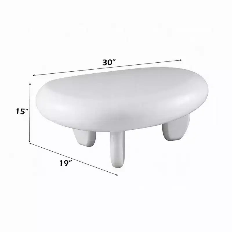 Table d'appoint Royal Hampton, asymétrique 30 pouces, pieds tripodes galet, blanc laqué