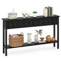 Costway 60 Long Narrow Console Table w/4 Drawers & Open Storage Shelf Anti-Tip Kit