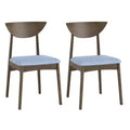 Costway 2PCS Wooden Dining Chair Linen Fabric Upholstered Kitchen Chairs w/ Padded Seat