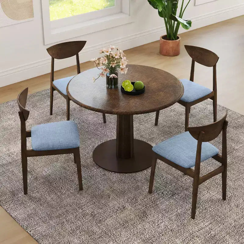Costway Lot de 2 chaises de salle à manger en bois avec revêtement en tissu de lin et assise rembourrée