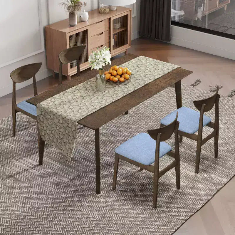 Costway Lot de 2 chaises de salle à manger en bois avec revêtement en tissu de lin et assise rembourrée