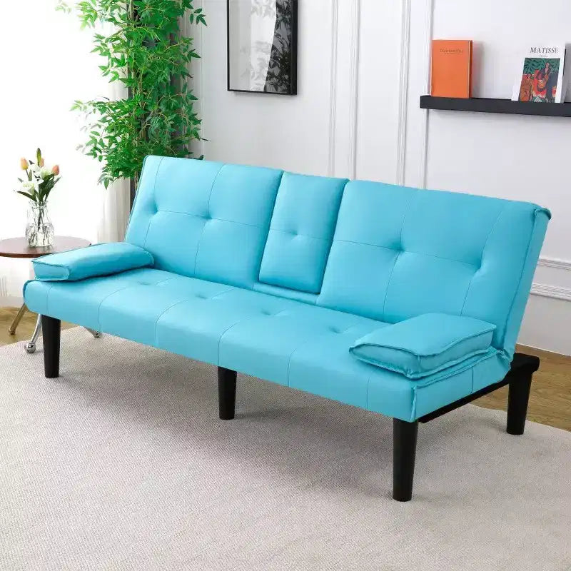 TUYOHW Canapé-lit pliant en PVC de 170 cm, Causeuse convertible avec porte-gobelet intégré pour petits espaces et appartements, capacité de charge de 227 kg