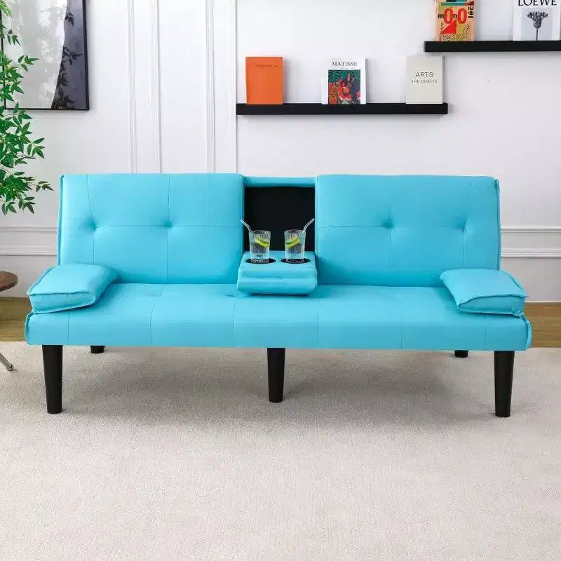 TUYOHW Canapé-lit pliant en PVC de 170 cm, Causeuse convertible avec porte-gobelet intégré pour petits espaces et appartements, capacité de charge de 227 kg