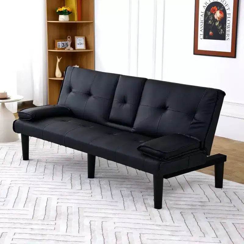 TUYOHW Canapé-lit pliant en PVC de 170 cm, Causeuse convertible avec porte-gobelet intégré pour petits espaces et appartements, capacité de charge de 227 kg