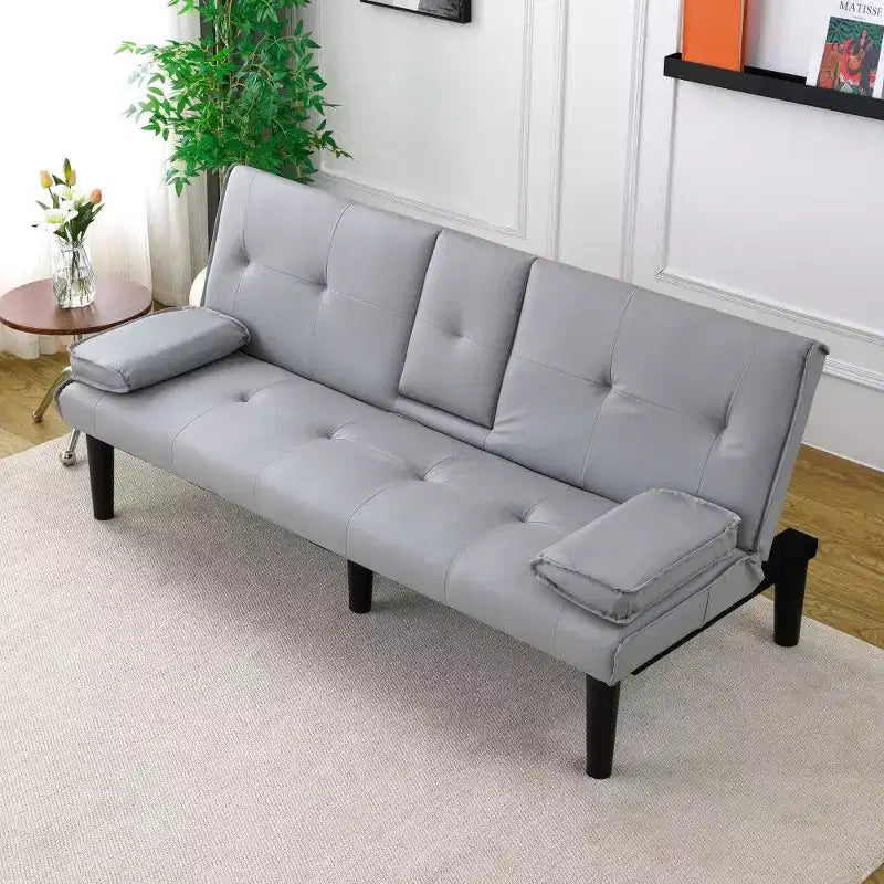 TUYOHW Canapé-lit pliant en PVC de 170 cm, Causeuse convertible avec porte-gobelet intégré pour petits espaces et appartements, capacité de charge de 227 kg