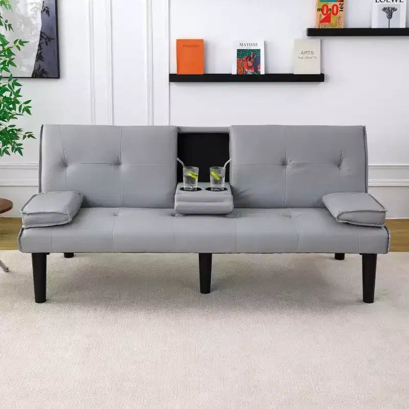 TUYOHW Canapé-lit pliant en PVC de 170 cm, Causeuse convertible avec porte-gobelet intégré pour petits espaces et appartements, capacité de charge de 227 kg