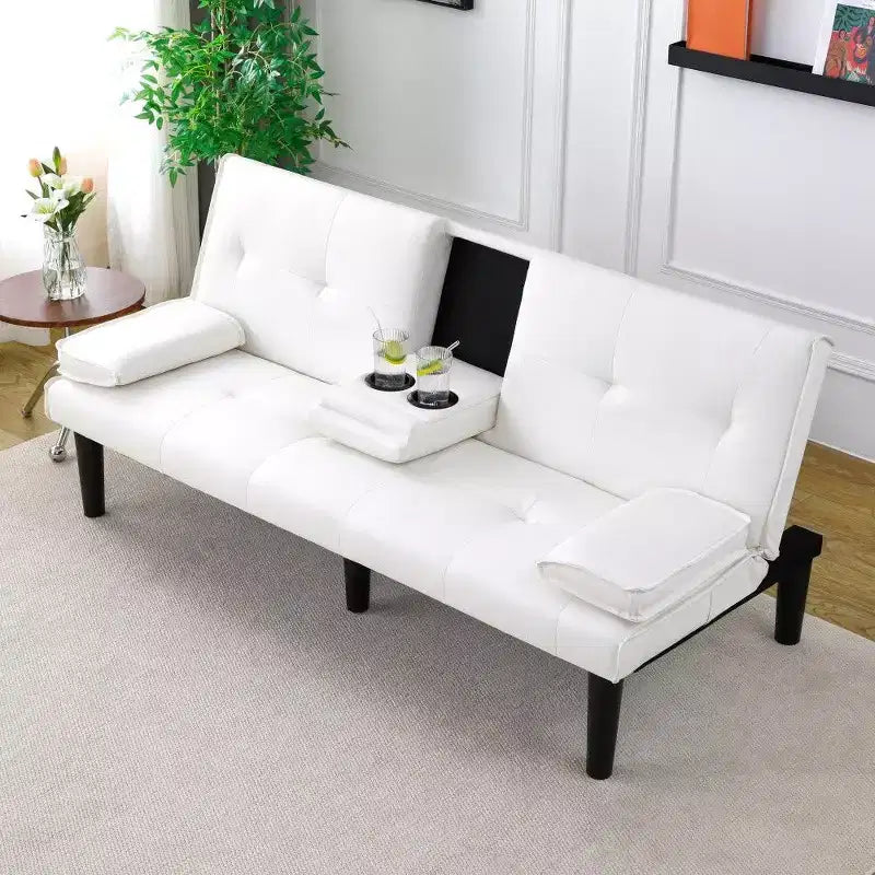 TUYOHW Canapé-lit pliant en PVC de 170 cm, Causeuse convertible avec porte-gobelet intégré pour petits espaces et appartements, capacité de charge de 227 kg