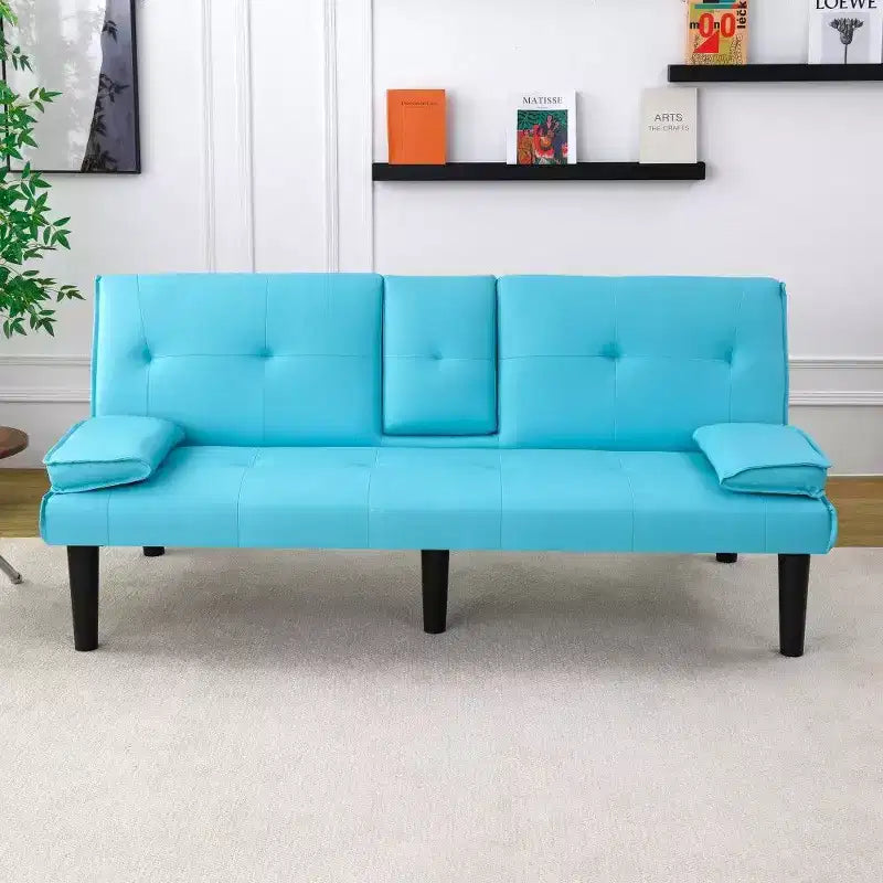TUYOHW Canapé-lit pliant en PVC de 170 cm, Causeuse convertible avec porte-gobelet intégré pour petits espaces et appartements, capacité de charge de 227 kg