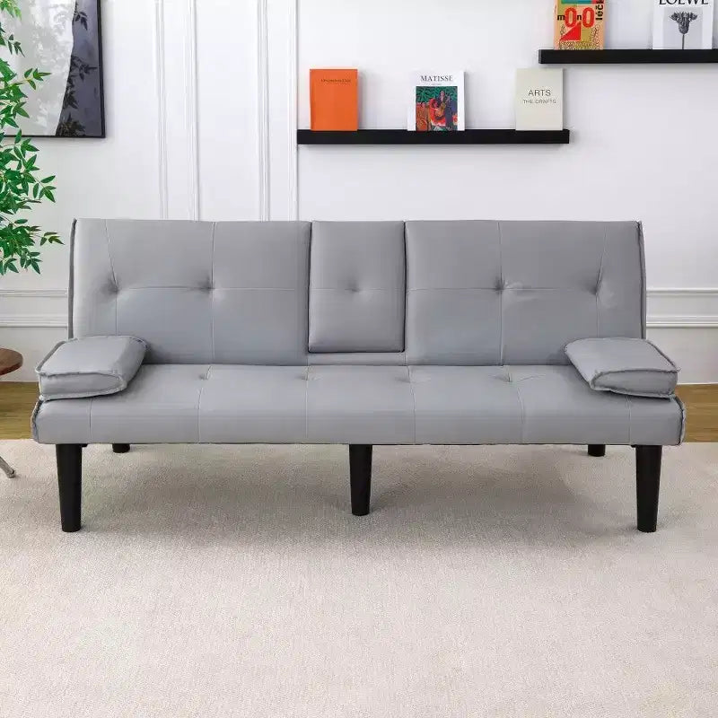 TUYOHW Canapé-lit pliant en PVC de 170 cm, Causeuse convertible avec porte-gobelet intégré pour petits espaces et appartements, capacité de charge de 227 kg