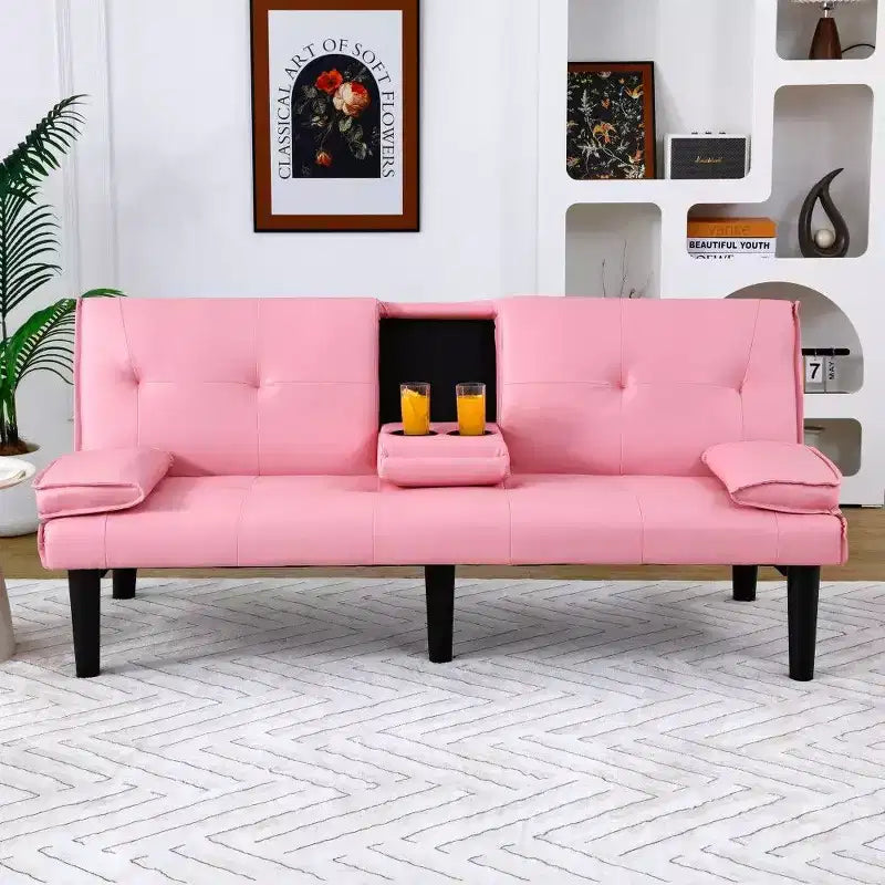 TUYOHW Canapé-lit pliant en PVC de 170 cm, Causeuse convertible avec porte-gobelet intégré pour petits espaces et appartements, capacité de charge de 227 kg