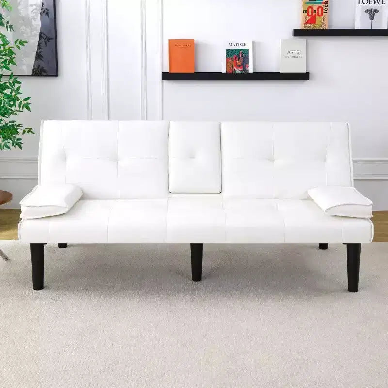 TUYOHW Canapé-lit pliant en PVC de 170 cm, Causeuse convertible avec porte-gobelet intégré pour petits espaces et appartements, capacité de charge de 227 kg