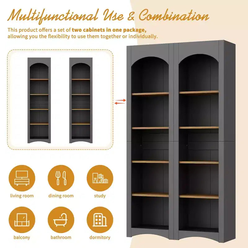 Ensemble de 3 meubles TV en bois avec étagère pour téléviseur de 70 pouces, meuble de rangement TV avec étagères réglables, table console média de style Mid-Century, gris