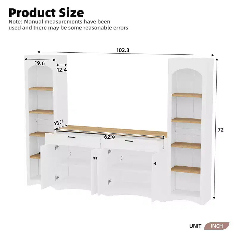 Ensemble de 3 meubles TV en bois avec étagère pour téléviseur de 70 pouces, meuble de rangement TV avec étagères réglables, table console média de style Mid-Century, gris