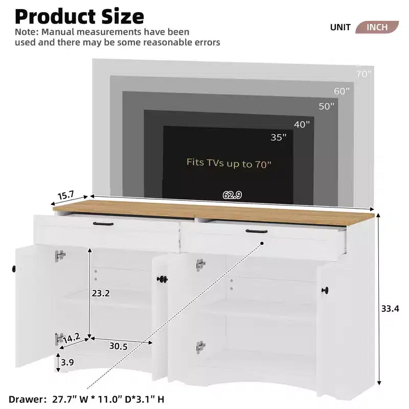 Ensemble de 3 meubles TV en bois avec étagère pour téléviseur de 70 pouces, meuble de rangement TV avec étagères réglables, table console média de style Mid-Century, gris