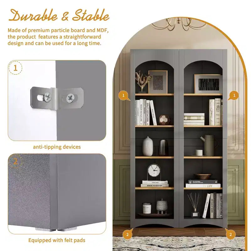 Ensemble de 3 meubles TV en bois avec étagère pour téléviseur de 70 pouces, meuble de rangement TV avec étagères réglables, table console média de style Mid-Century, gris