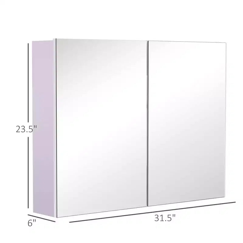 Miroir de salle de bain mural à double porte, armoire à pharmacie 80 x 60 cm au design moderne, grand rangement et charnières silencieuses