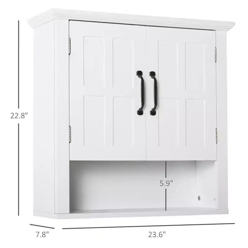 Meuble mural de salle de bain, armoire à pharmacie, meuble de cuisine avec 2 portes et étagère réglable