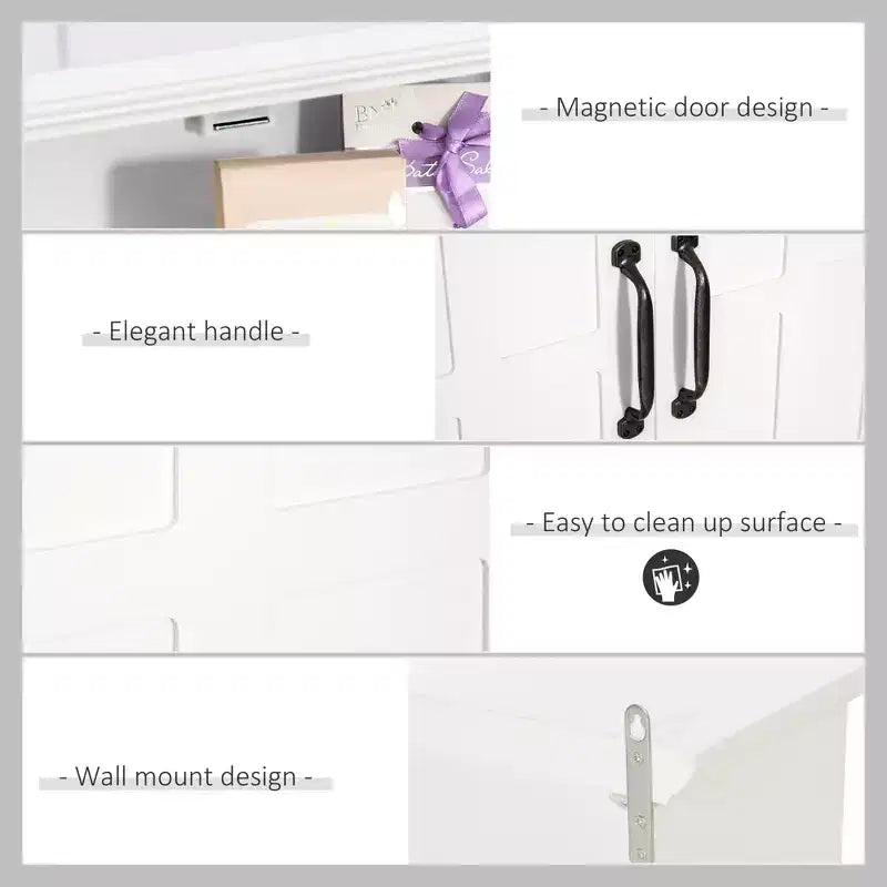 Meuble mural de salle de bain, armoire à pharmacie, meuble de cuisine avec 2 portes et étagère réglable