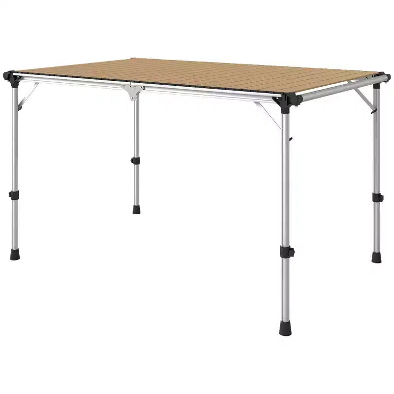Folding Camping Table, Adjustable Height Aluminum Table, Portable Camping Table for Picnic, Beach