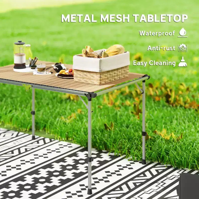 Table de camping pliante, table en aluminium à hauteur réglable, table de camping portable pour pique-nique, plage