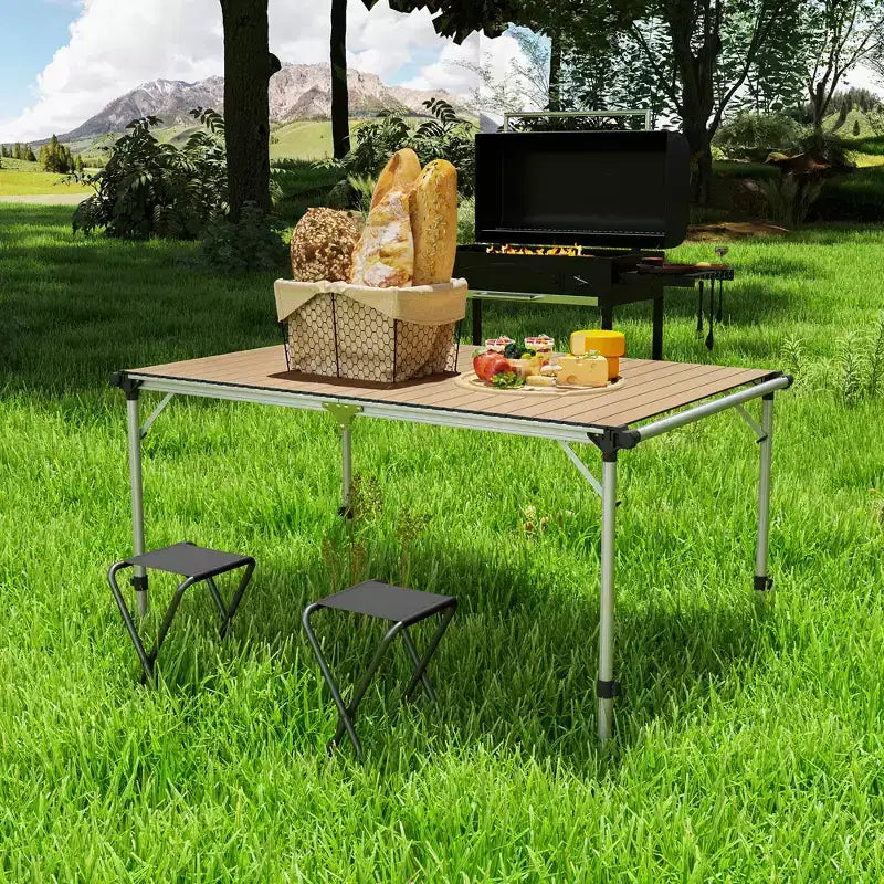 Table de camping pliante, table en aluminium à hauteur réglable, table de camping portable pour pique-nique, plage