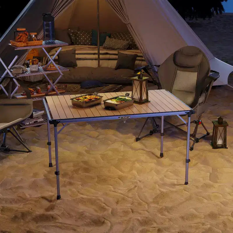 Table de camping pliante, table en aluminium à hauteur réglable, table de camping portable pour pique-nique, plage