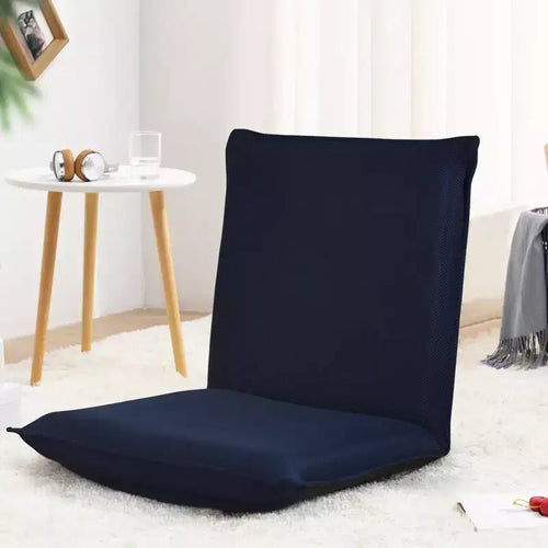 Costway Chaise de sol réglable avec coussin, transat inclinable avec 6 positions, support dorsal confortable et dossier épais, fauteuil de sol paresseux, bleu marine