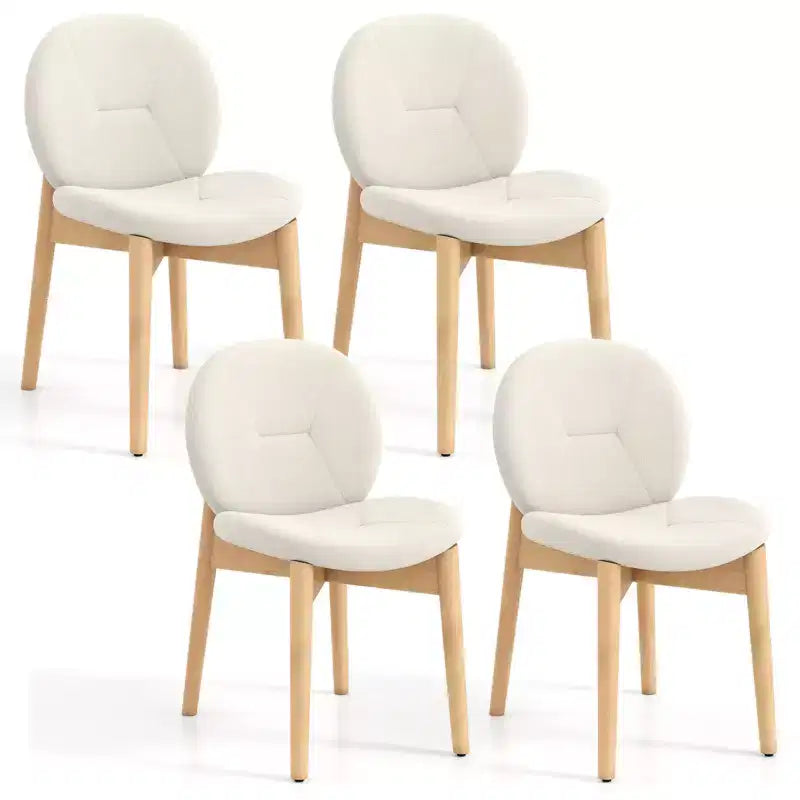 Costway 4PCS Wooden Dining Chairs Soft Boucle Upholstered Kitchen Chairs w/ Curved Seat