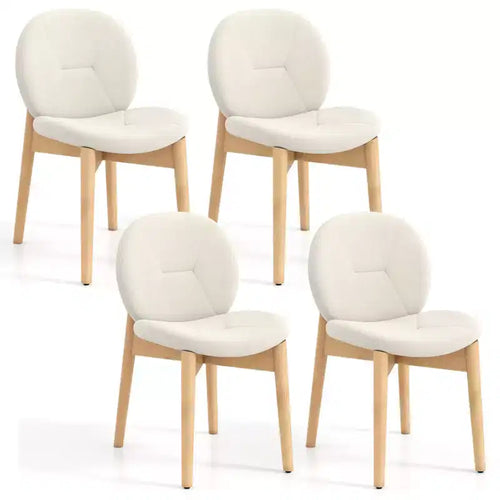 Costway 4PCS Wooden Dining Chairs Soft Boucle Upholstered Kitchen Chairs w/ Curved Seat