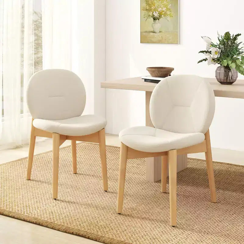 Costway Lot de 4 chaises de salle à manger en bois, chaises de cuisine rembourrées en tissu bouclé doux avec assise incurvée
