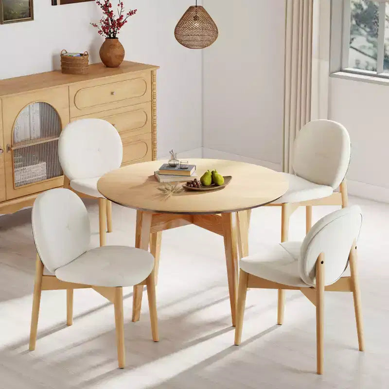 Costway Lot de 4 chaises de salle à manger en bois, chaises de cuisine rembourrées en tissu bouclé doux avec assise incurvée