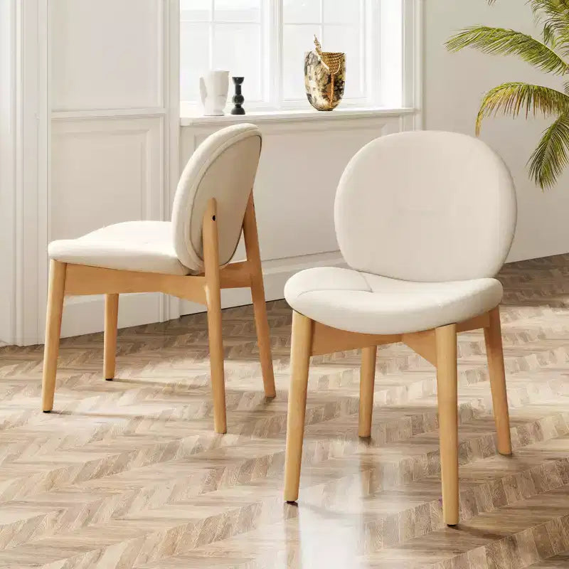 Costway Lot de 4 chaises de salle à manger en bois, chaises de cuisine rembourrées en tissu bouclé doux avec assise incurvée