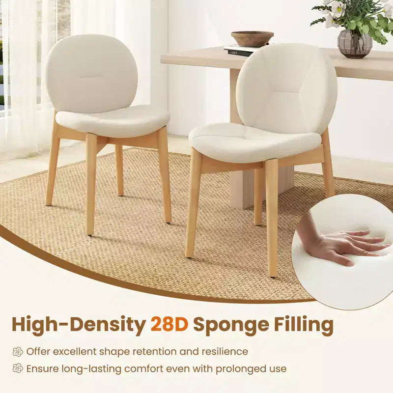 Costway Lot de 4 chaises de salle à manger en bois, chaises de cuisine rembourrées en tissu bouclé doux avec assise incurvée